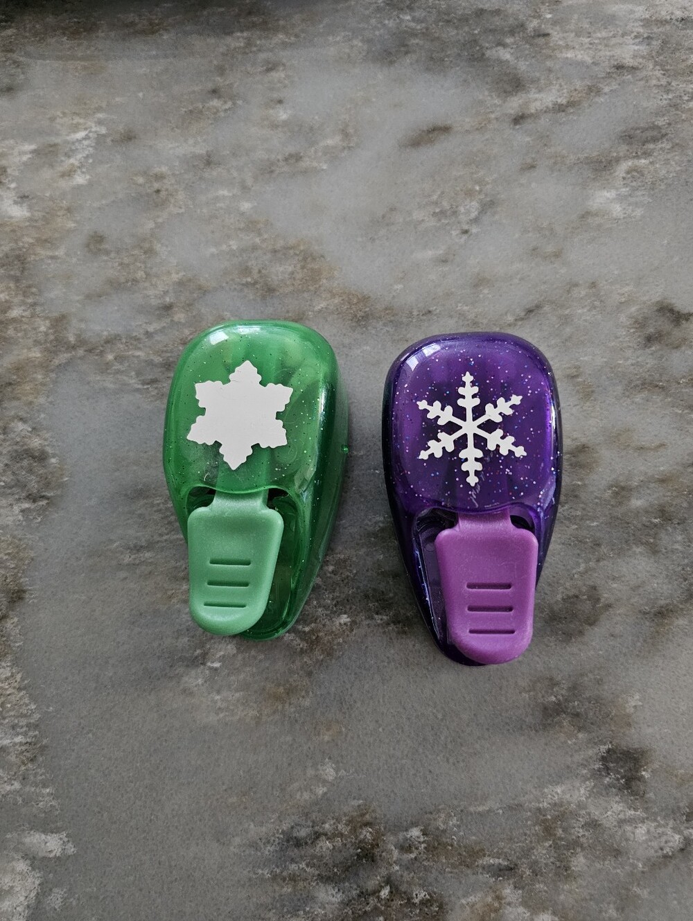 Lot of 2 EK Success Snowflake Paper Punches Craft Scrapbooking Winter Christmas